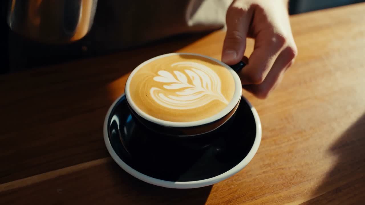 MiniMax Hailuo H3 output, final frame of the latte art pour test