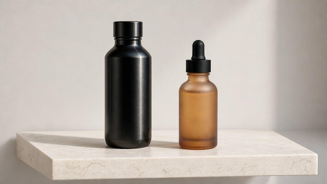 Bria FIBO 1.5 Image Edit output combining two separate product photographs onto one retail shelf
