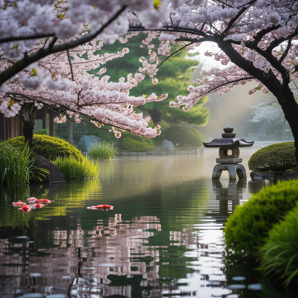 Ideogram 3.0 output — minimal parameters developer demo, Japanese garden scene