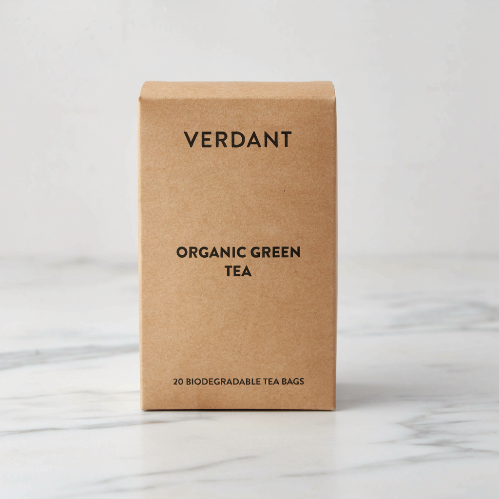 Ideogram 4 output, kraft tea box packaging mockup