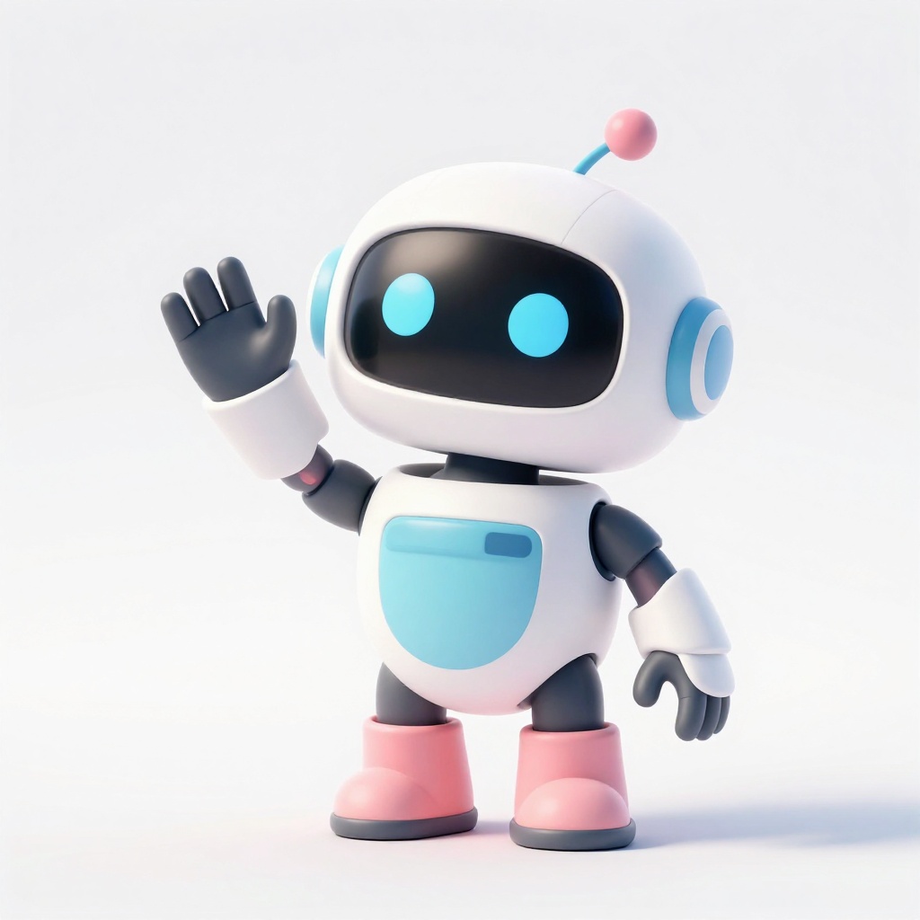 Pruna P Image output: 3D robot mascot illustration