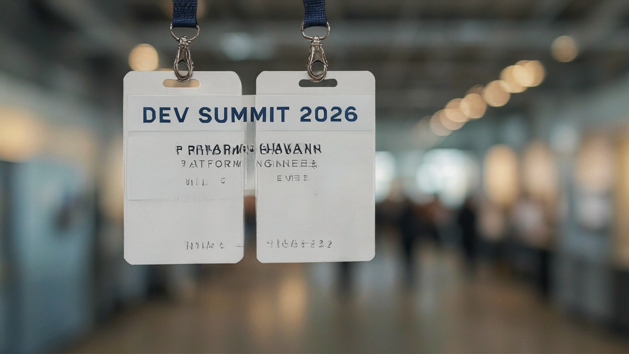 P-Image-Ideogram output at thinking very low, conference badge with garbled name and role lines