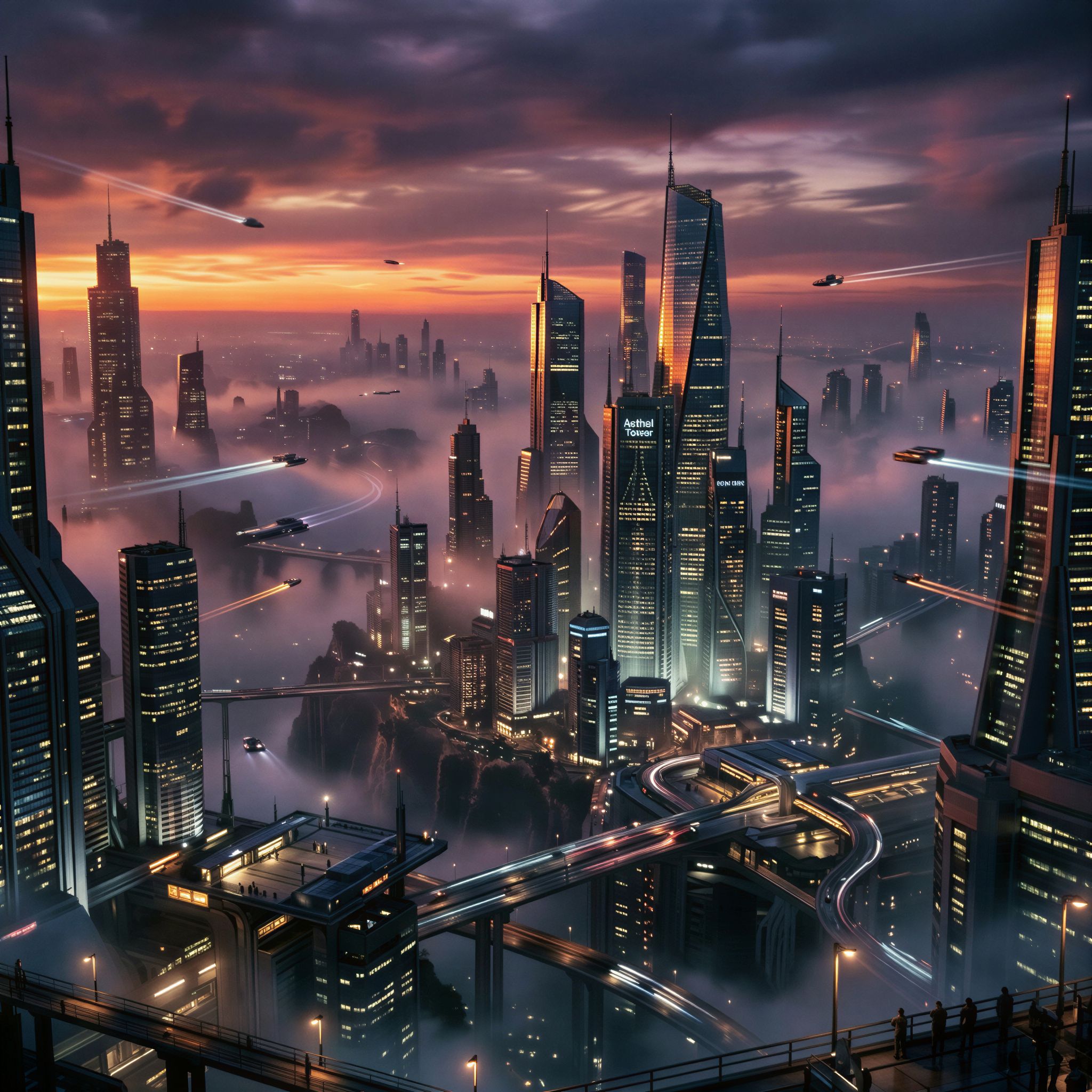 Pruna P Image Upscale output, cinematic cityscape after AI upscaling