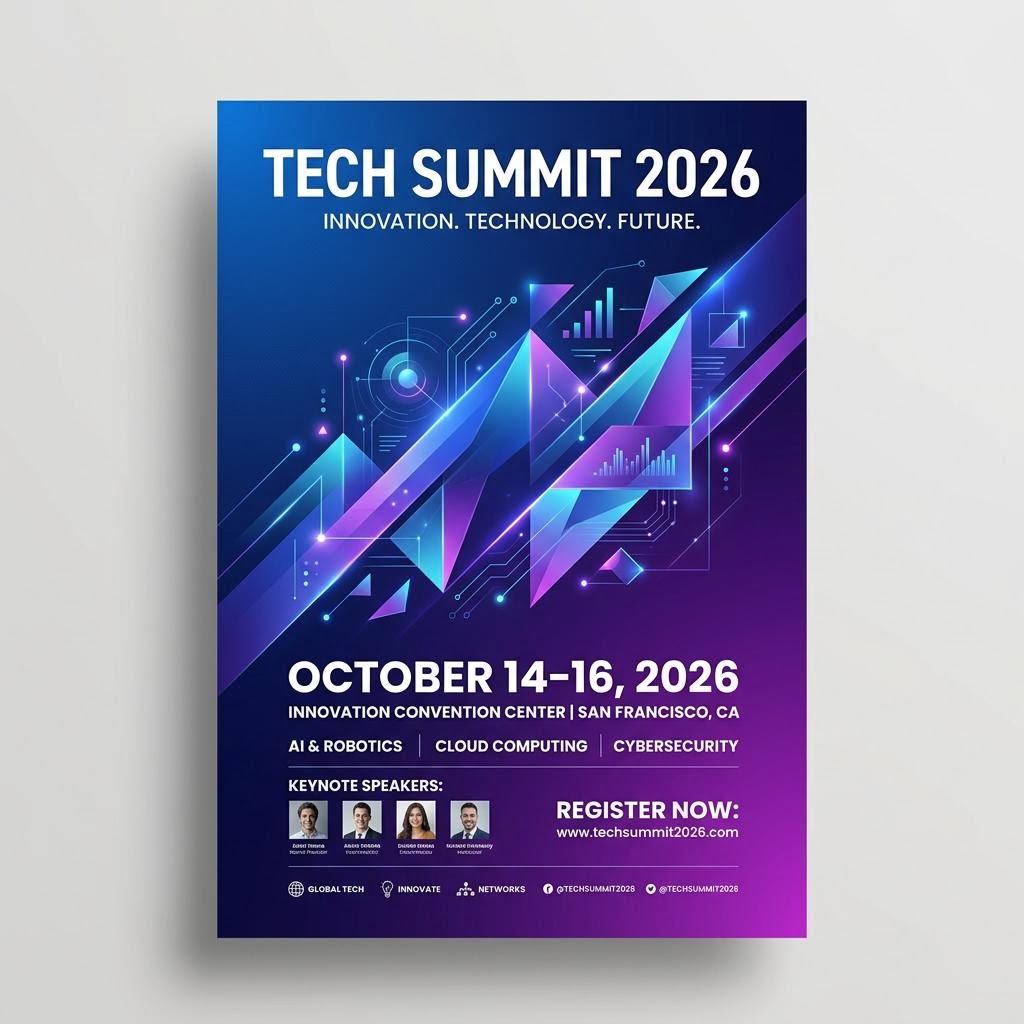 Pruna P Image Upscale input, event poster with typography before upscaling