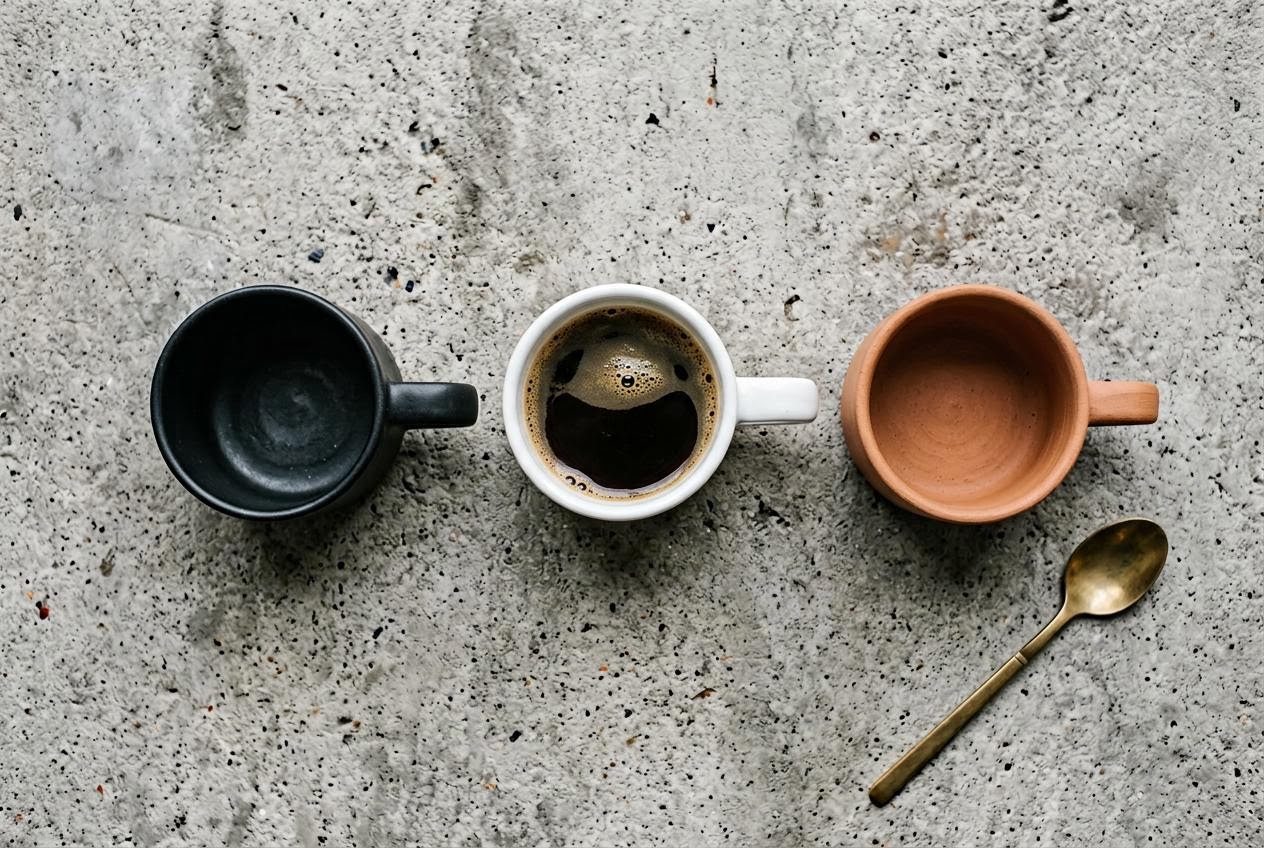 Nano Banana 2 flat lay of three mugs generated with thinking_level high