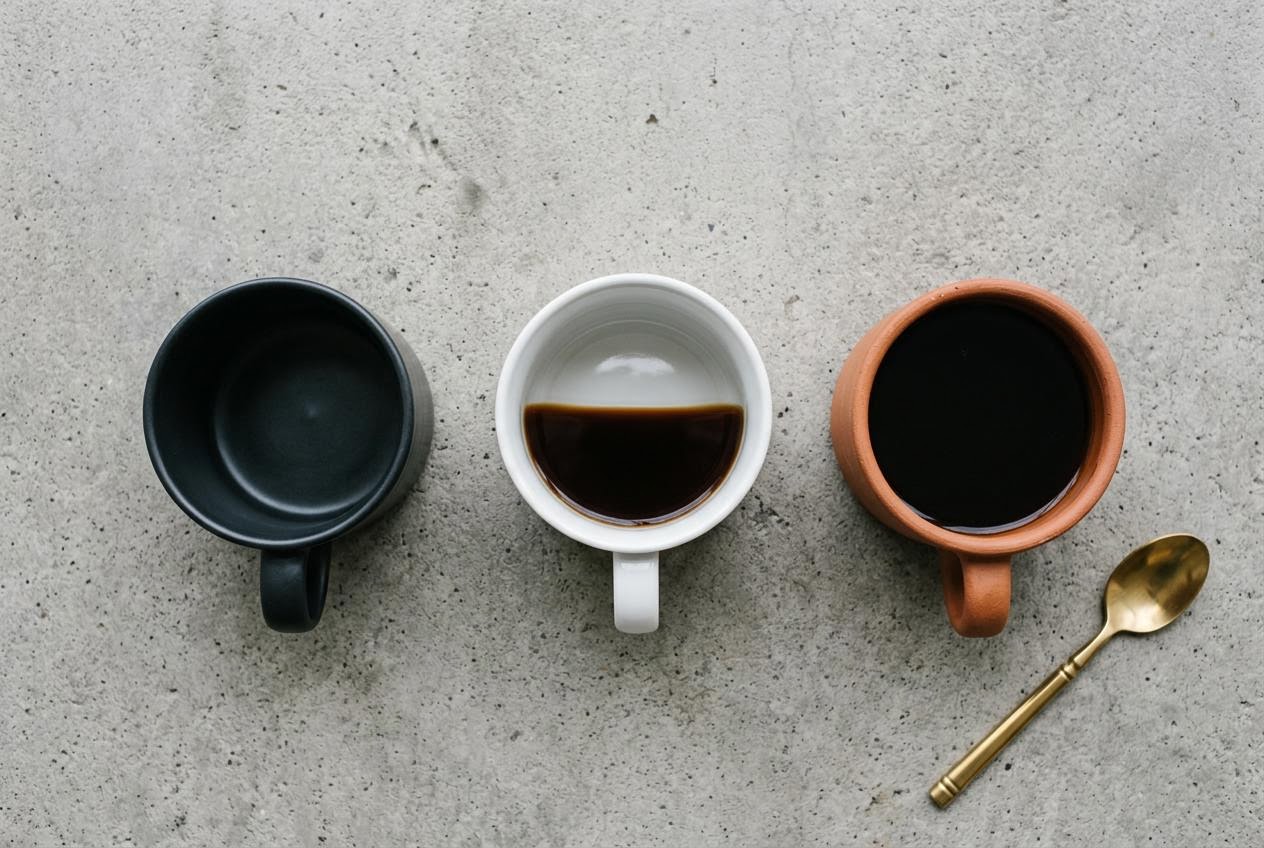 Nano Banana 2 flat lay of three mugs generated with thinking_level minimal