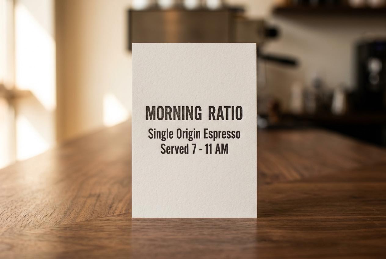 Nano Banana 2 rendering three exact lines of text on a cafe menu card