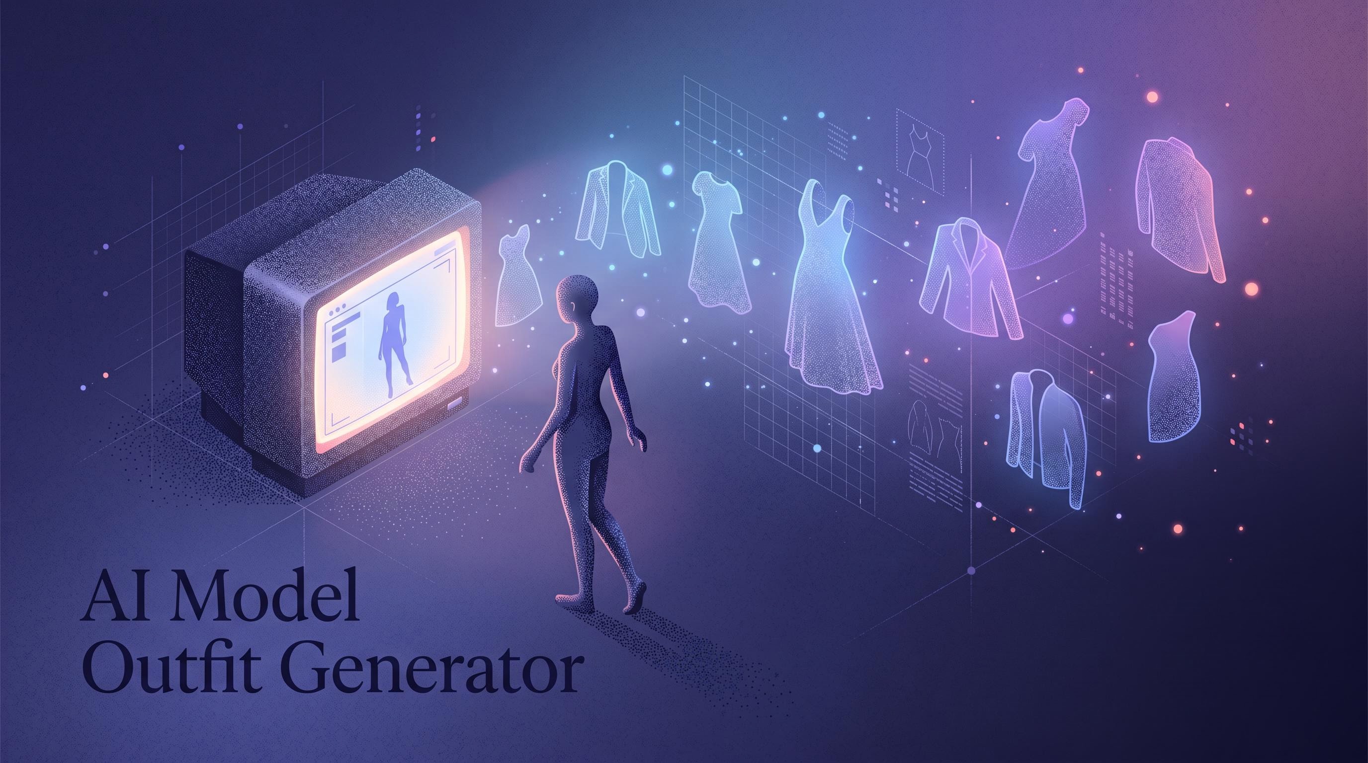 AI model outfit generator for fashion e-commerce — illustrated hero