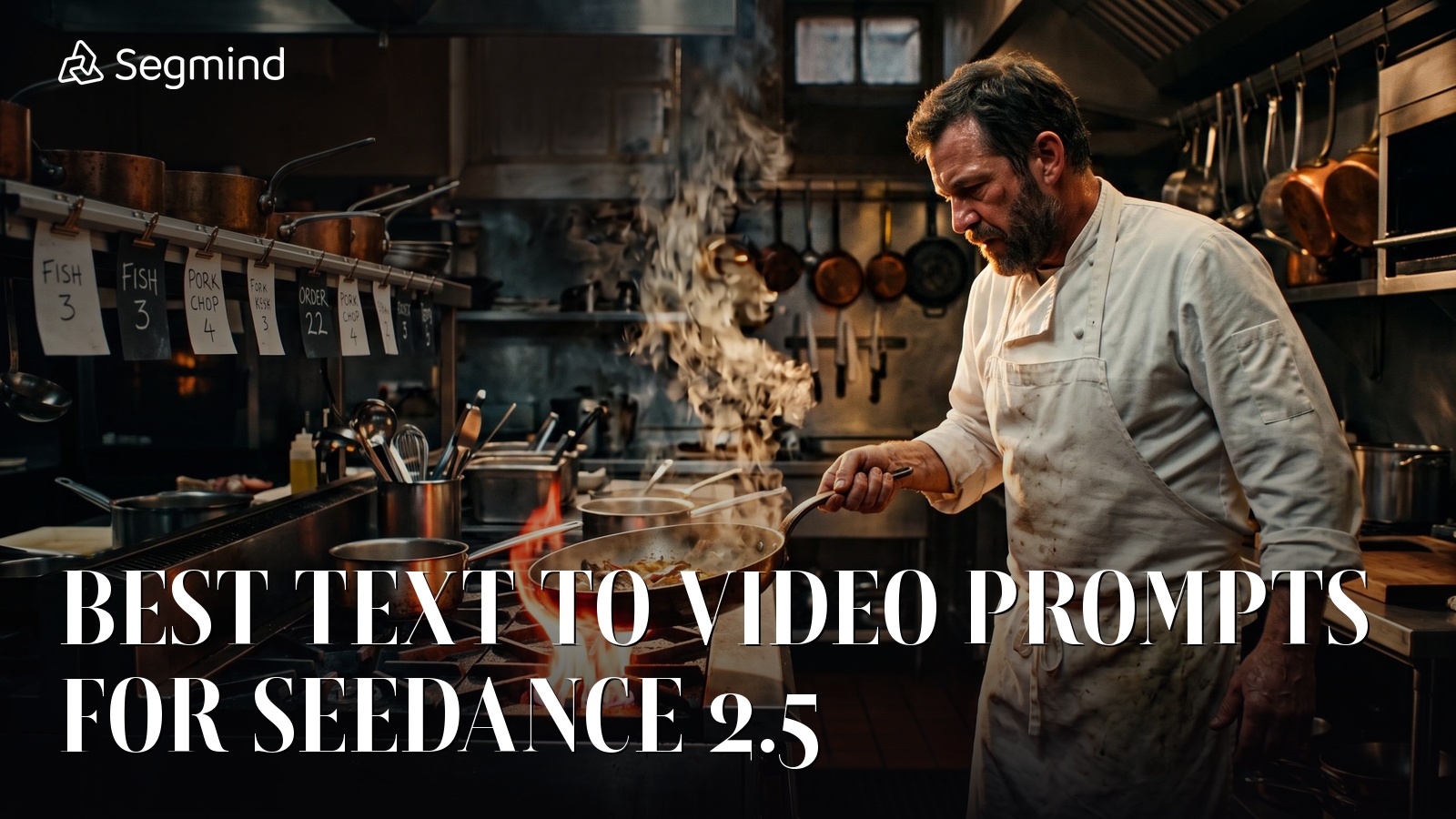 A chef lifting a pan over a gas flame, the featured image for a guide to Seedance 2.5 text to video prompts