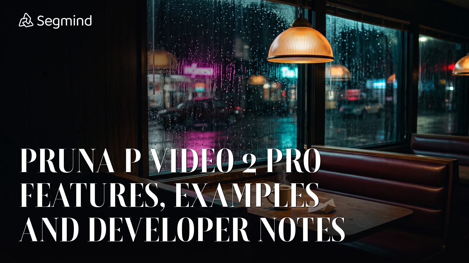 Pruna P Video 2 Pro guide cover: a rain-streaked diner booth at night with the Segmind logo
