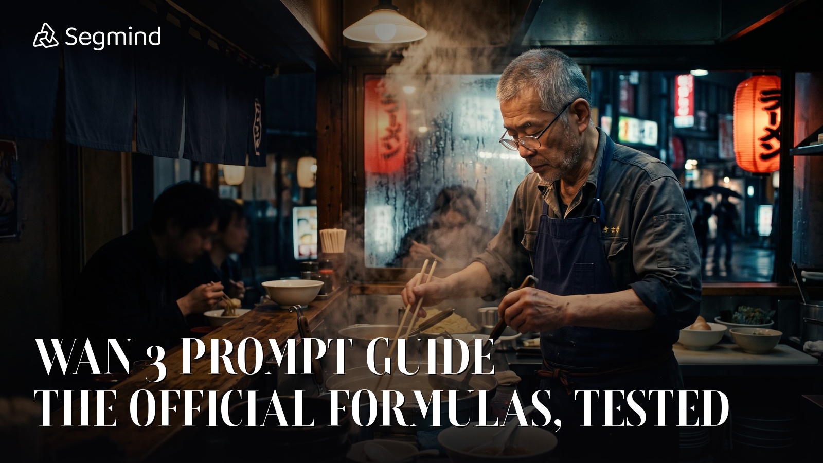 Wan 3 prompt guide: a ramen chef at a late-night counter, Segmind