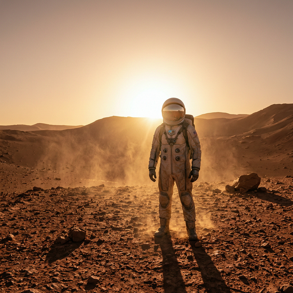 Wan 2.7 Image Generation — film studio cinematic astronaut on red planet